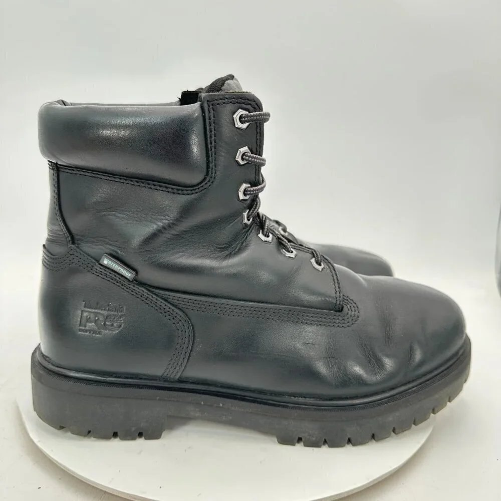 Timberland Pro Men Size 11.5W A1W6M Black Leather Wide Direct Attach Work Boot